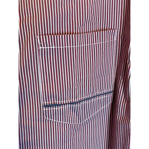 Buffalo David Bitton Mens Red & White Striped Slim Stretch Long Sleeve Shirt Siz - Picture 9 of 12